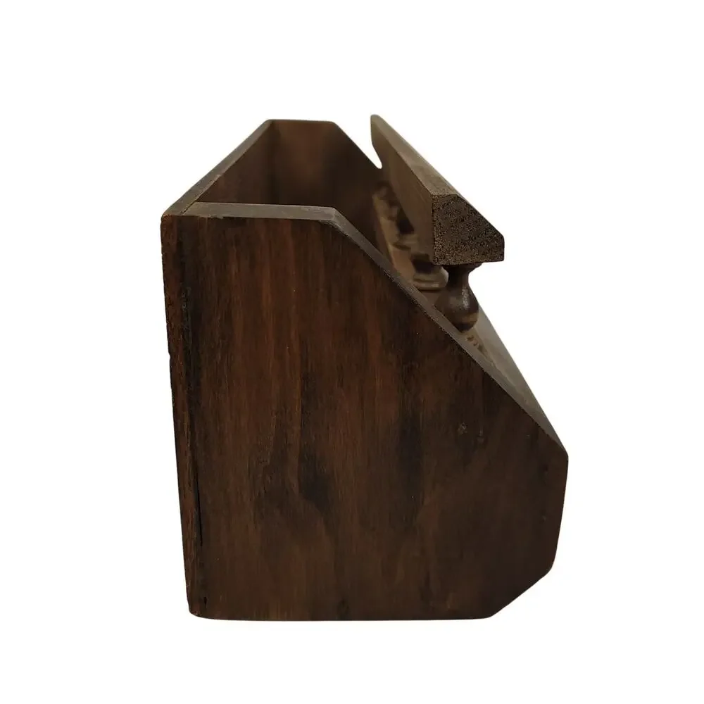 Vintage HOMCO Wooden Wall Pocket Spice Rack Letter Holder Captains Rail Brown